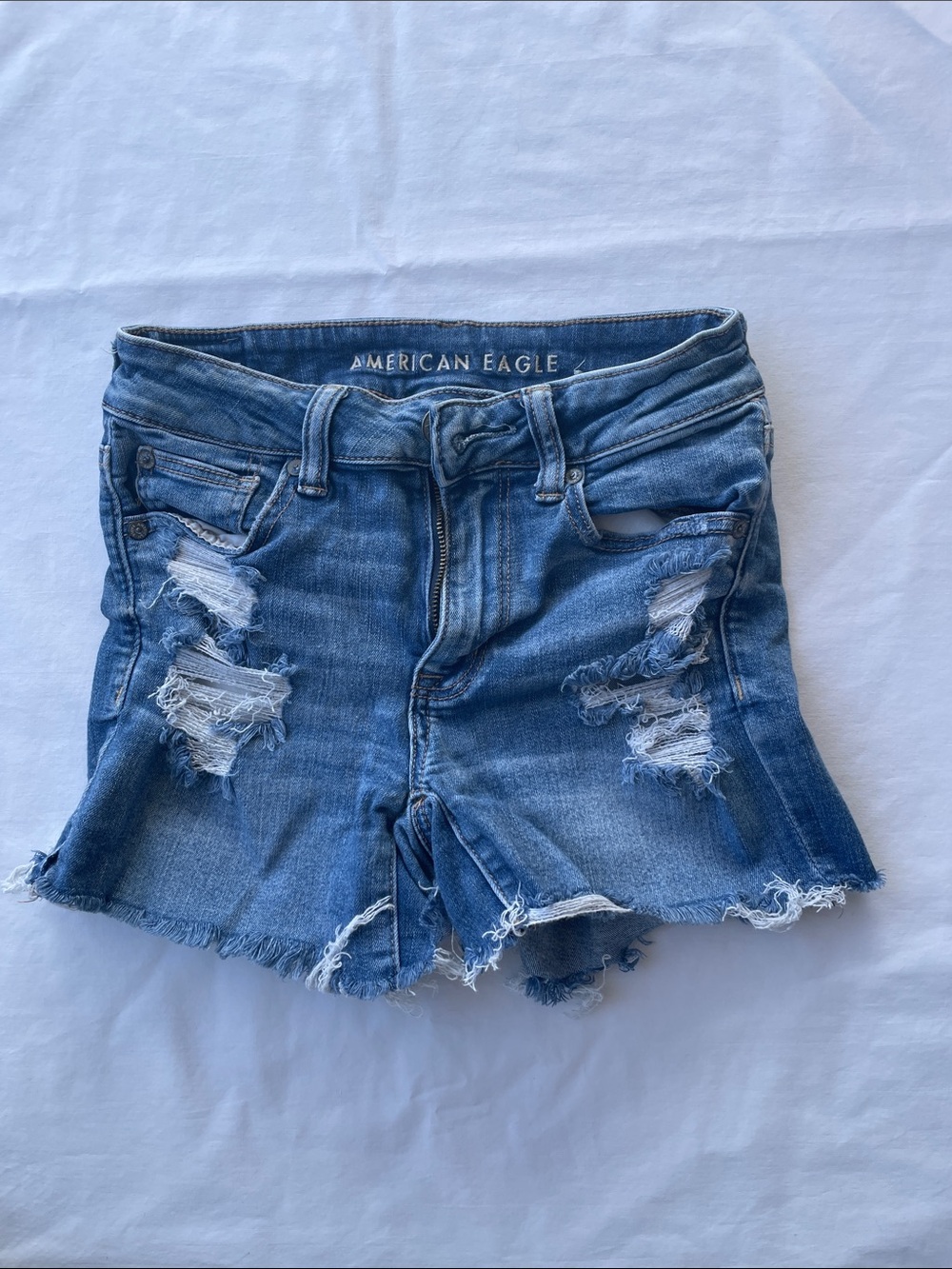 American Eagle Outfitters Distressed Blue Denim Cutoff Shorts